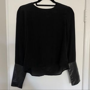 LINE & DOT Black Top With Leather Details - Small